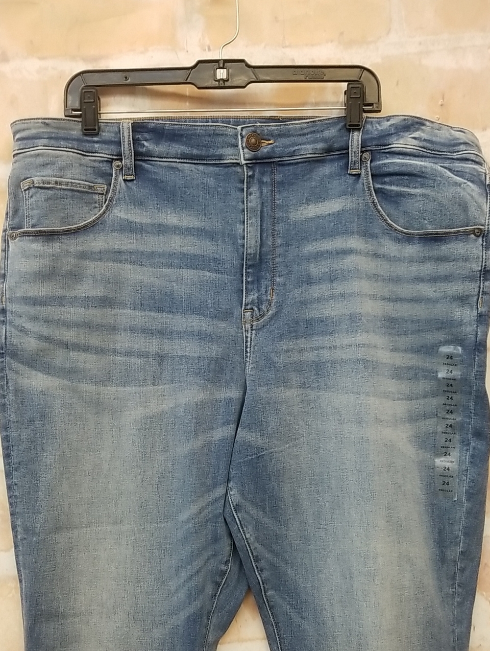 NWT American Eagle Light-Mid Blue Stretch Hi-Rise Skinny Kick Jeans Size 24 - Picture 2 of 7